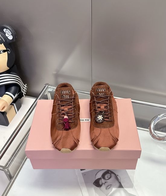 Miu Miu Satin Fabric Decorated Comfortable Versatile Fashion Sneakers