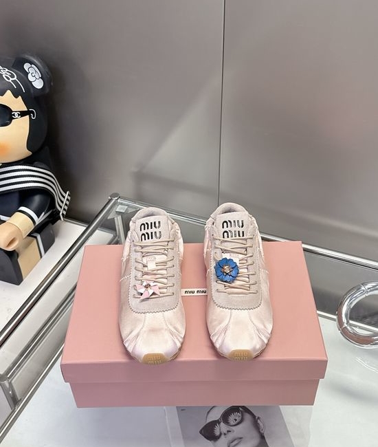 Miu Miu Satin Fabric Decorated Comfortable Versatile Fashion Sneakers