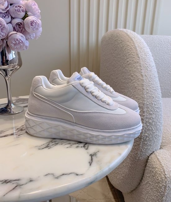 Jimmy Choo Thick Sole Casual Sneakers with Diamond Pattern Outsole