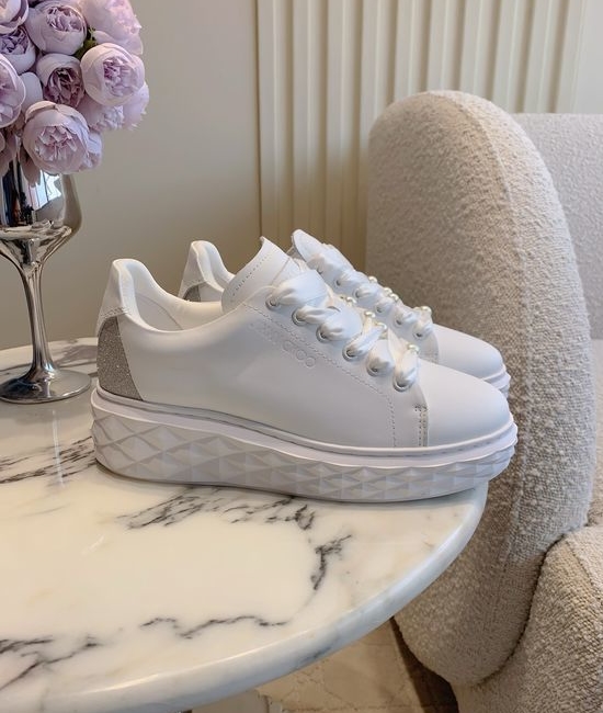Jimmy Choo Thick Sole Casual Sneakers with Diamond Pattern Outsole