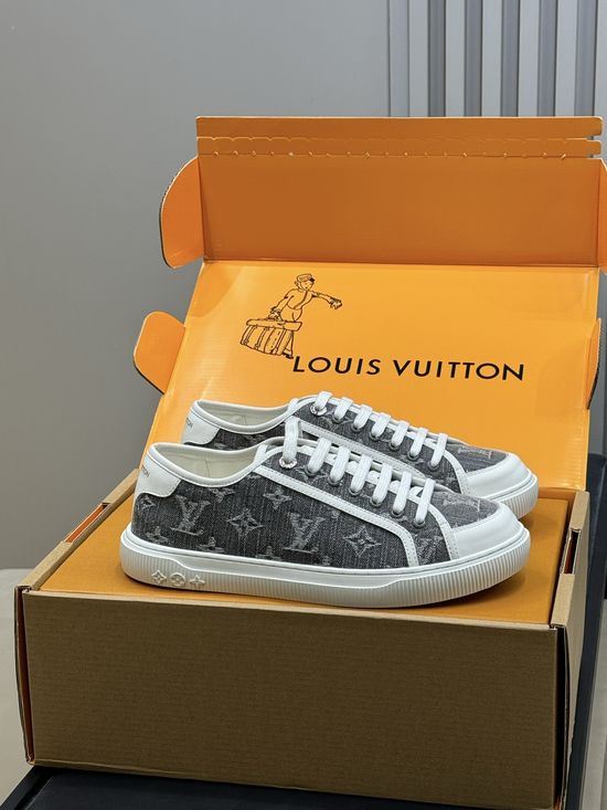 Louis Vuitton Monogram Denim Vintage Style Casual Sneakers