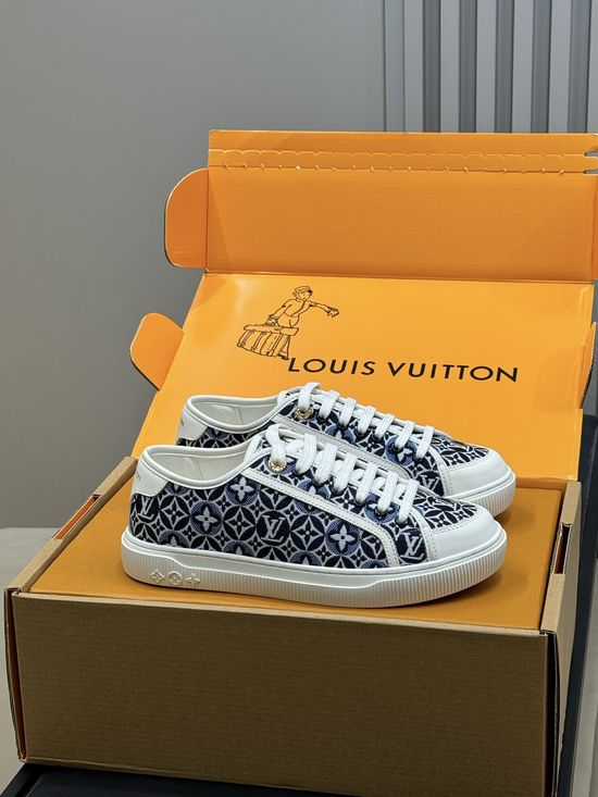 Louis Vuitton Monogram Denim Vintage Style Casual Sneakers