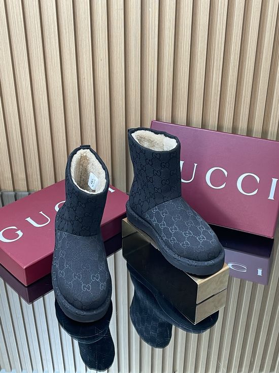 Gucci Classic Printed Fleece Lined Ankle Boots For Cold Weather