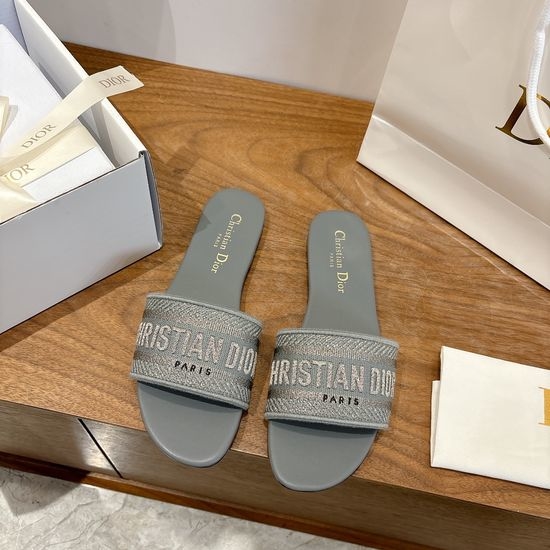 Christian Dior CD Slip-on Sandals with 3D Embroidered CD Logo