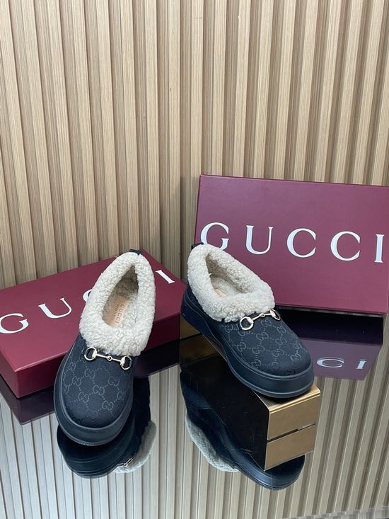 Gucci Fleece Lined Suede Loafers Anti-slip Rubber Sole