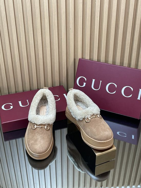 Gucci Fleece Lined Suede Loafers Anti-slip Rubber Sole