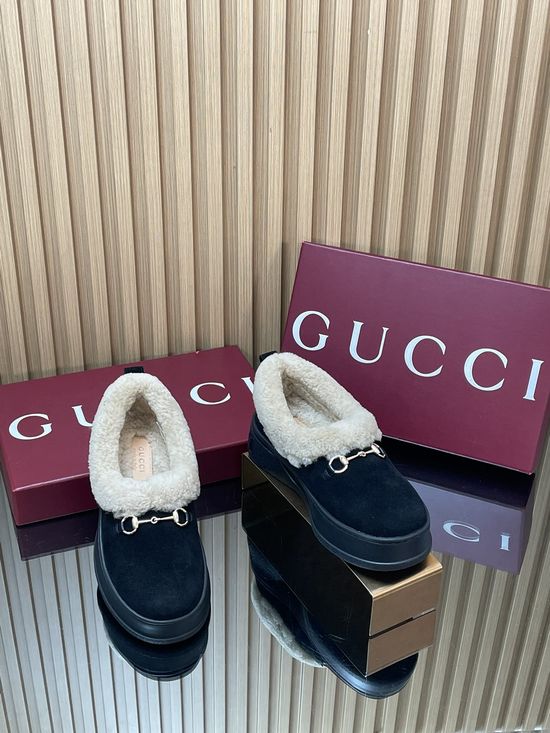 Gucci Fleece Lined Suede Loafers Anti-slip Rubber Sole