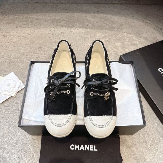 Chanel Colorblock Suede Soft Sole Loafer Shoes