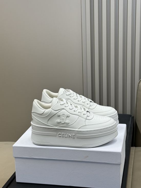 Celine Calfskin Platform Sneakers with Classic Logo Accent