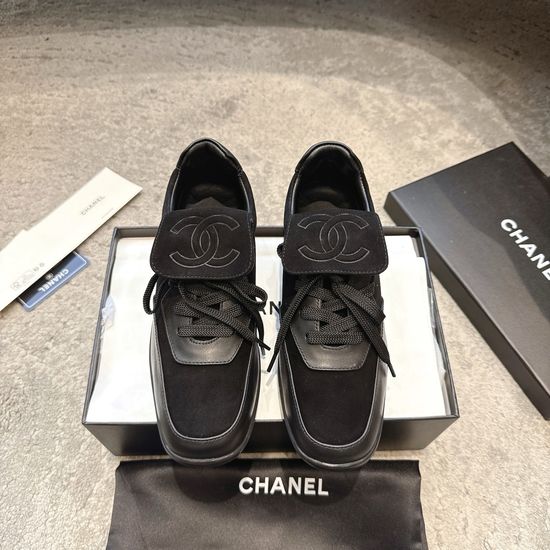 Chanel Vintage Logo Patchwork Suede Derby Shoes