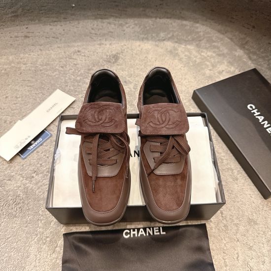 Chanel Vintage Logo Patchwork Suede Derby Shoes