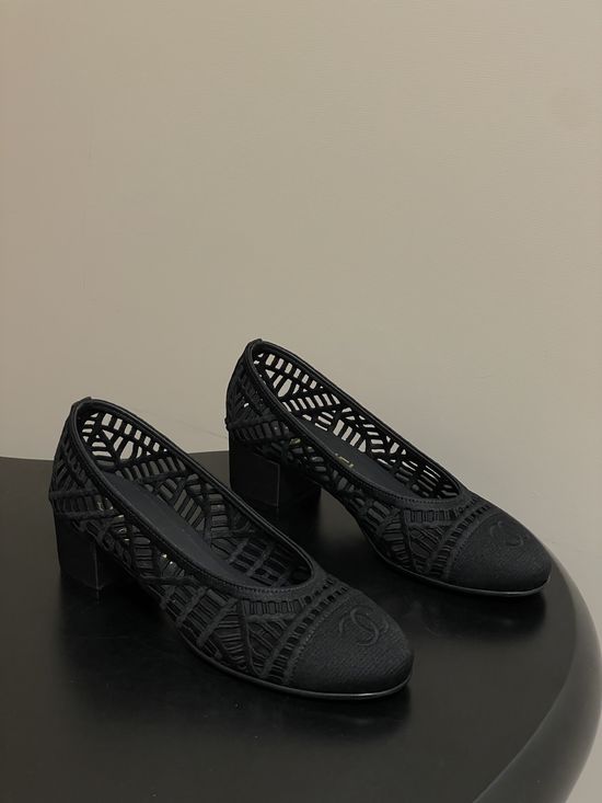 Chanel Woven Raffia Strap Chunky Heel Ballet Flats for Summer