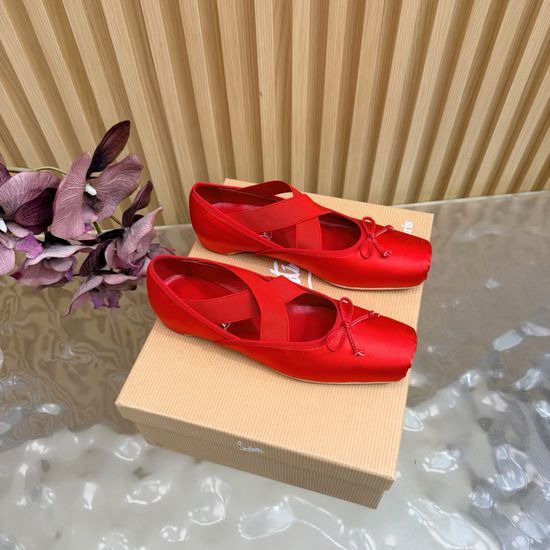 Christian Louboutine Classic Silk Upper Comfortable Red Sole Ballet Flats