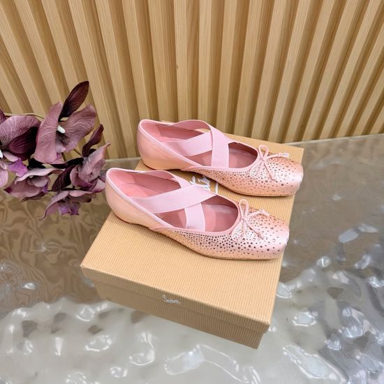 Christian Louboutine Rhinestone Decorated Silk Upper Red Sole Ballet Flats