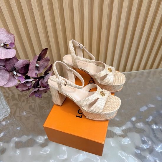 Louis Vuitton LV Chic Open-Toe High Heels with Brand-Inspired Design