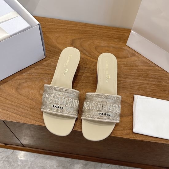 Christian Dior CD Sparkling Slip-on Sandals with CD Logo Embroidery