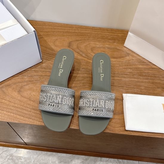 Christian Dior CD Sparkling Slip-on Sandals with CD Logo Embroidery