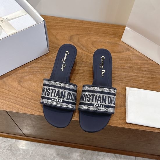 Christian Dior CD Sparkling Slip-on Sandals with CD Logo Embroidery