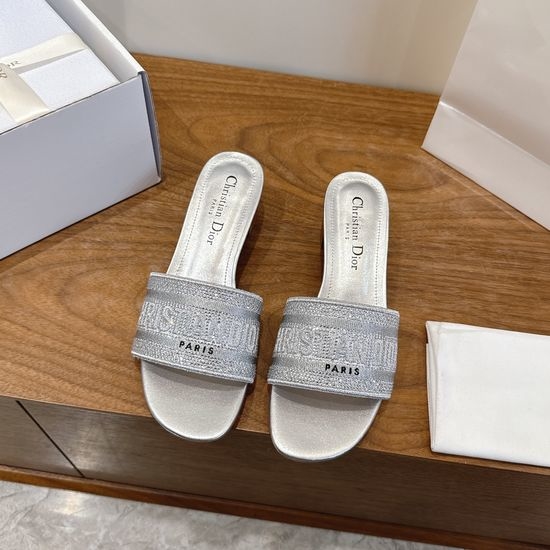 Christian Dior CD Sparkling Slip-on Sandals with CD Logo Embroidery