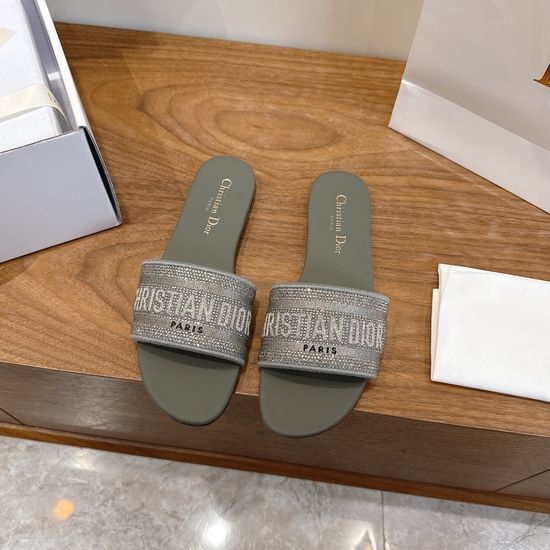 Christian Dior CD Sparkling Slip-on Sandals with CD Logo Embroidery