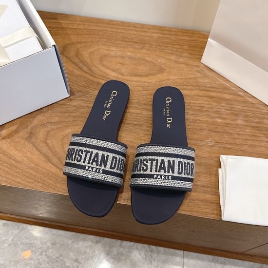 Christian Dior CD Sparkling Slip-on Sandals with CD Logo Embroidery