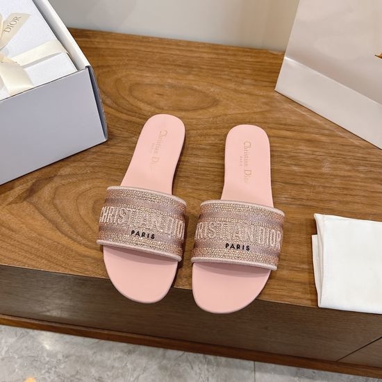 Christian Dior CD Sparkling Slip-on Sandals with CD Logo Embroidery