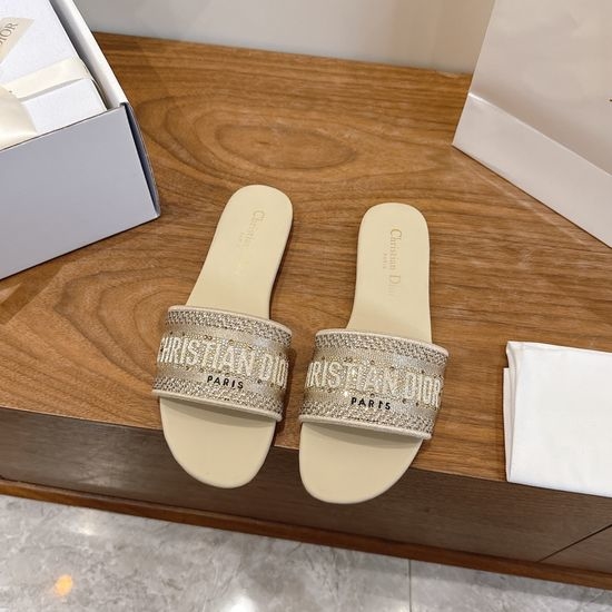 Christian Dior CD Sparkling Slip-on Sandals with CD Logo Embroidery