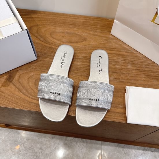 Christian Dior CD Sparkling Slip-on Sandals with CD Logo Embroidery