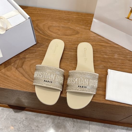 Christian Dior CD Sparkling Slip-on Sandals with CD Logo Embroidery