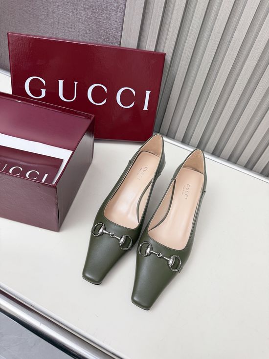 Gucci Versatile Sheepskin Kitten Heel Two-Way Dress Shoes