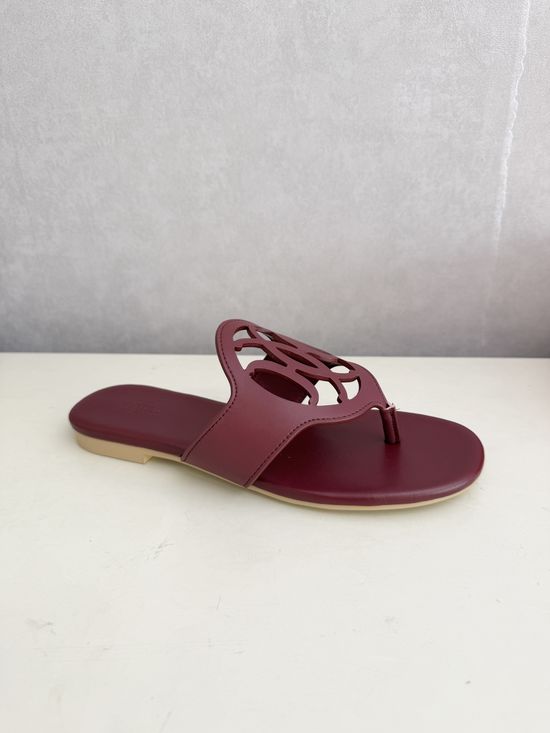 Hermes Genuine Leather Flip Flops Comfortable Casual Daily Slippers