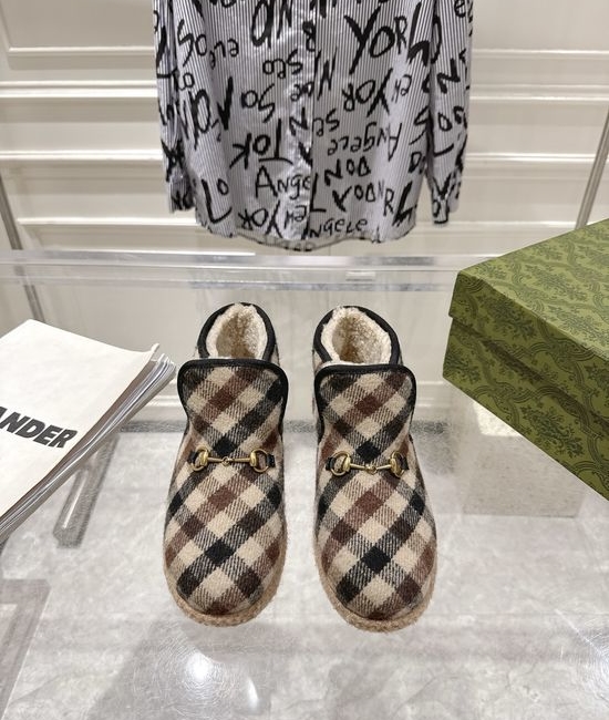 Gucci Woolen Upper Metal Buckle Flat Comfortable Daily Shoes