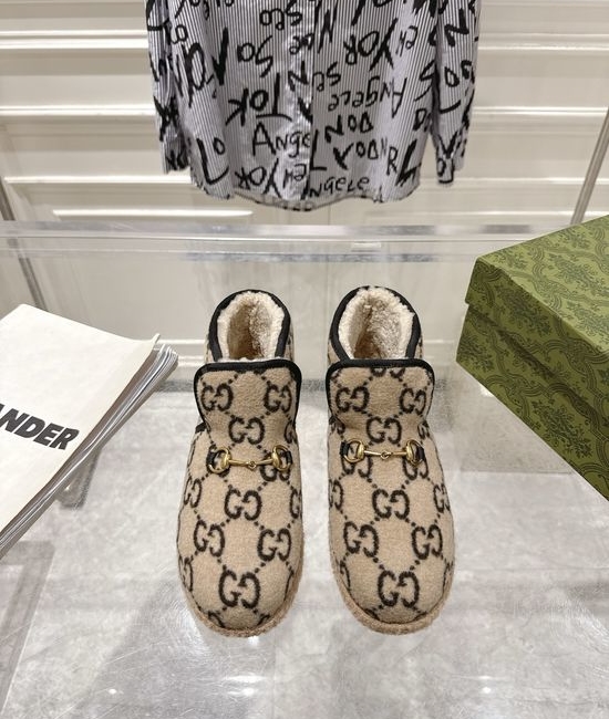 Gucci Woolen Upper Metal Buckle Flat Comfortable Daily Shoes