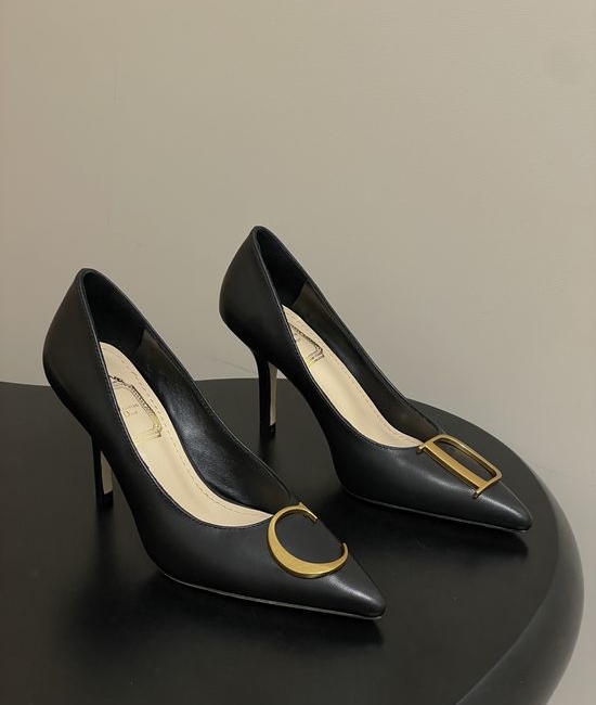 Christian Dior CD Pointed Toe Stiletto Pumps with Metal Buckle