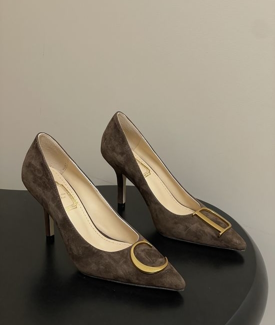 Christian Dior CD Pointed Toe Stiletto Pumps with Metal Buckle
