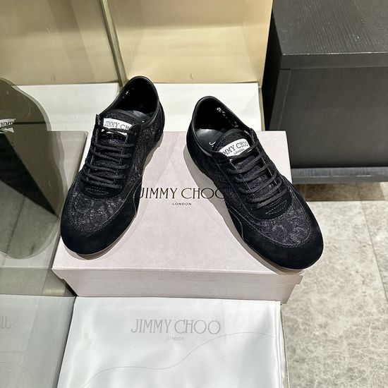 Jimmy Choo Lace Leather Casual White Sneakers Comfortable Fashion Footwear