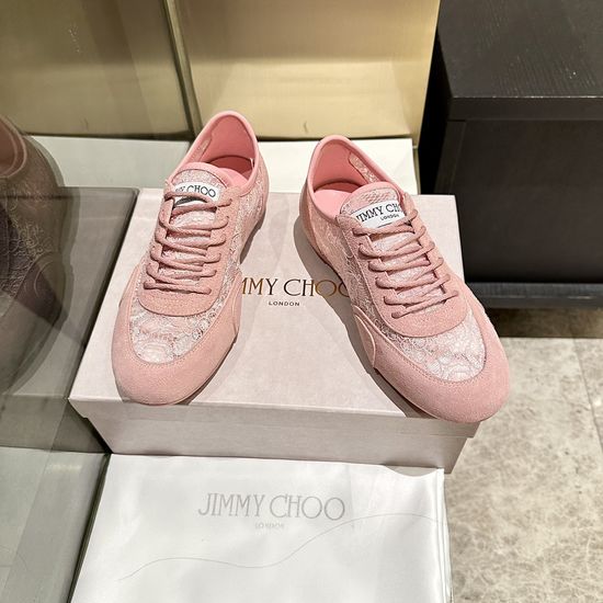 Jimmy Choo Lace Leather Casual White Sneakers Comfortable Fashion Footwear