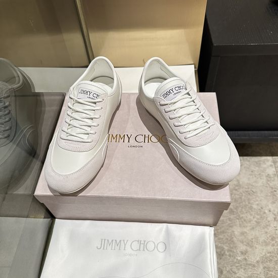 Jimmy Choo Lace Leather Casual White Sneakers Comfortable Fashion Footwear