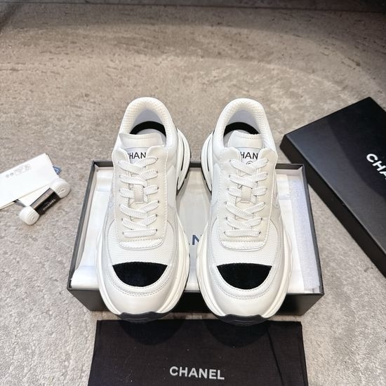 Chanel Embroidered Platform Casual Sneakers with Mixed Materials