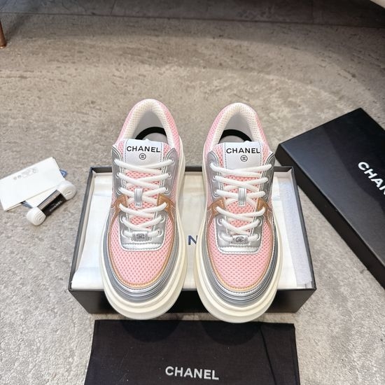 Chanel Embroidered Platform Casual Sneakers with Mixed Materials