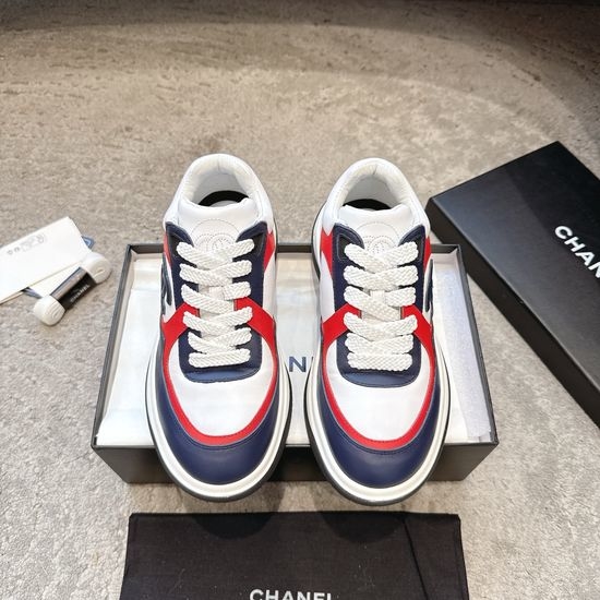 Chanel Embroidered Platform Casual Sneakers with Mixed Materials