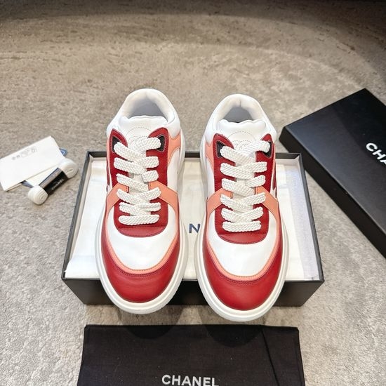 Chanel Embroidered Platform Casual Sneakers with Mixed Materials