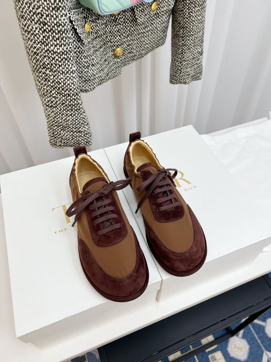 The Row Color Block Lace Up Casual Retro Sneakers
