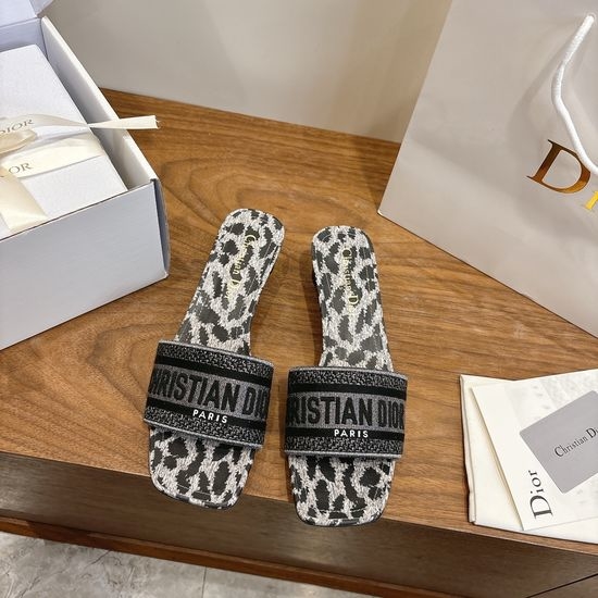 Christian Dior CD Custom Logo Embroidered Flat Slip-On Sandals