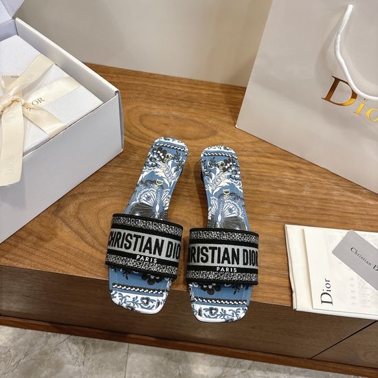 Christian Dior CD Custom Logo Embroidered Flat Slip-On Sandals