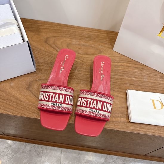 Christian Dior CD Custom Logo Embroidered Flat Slip-On Sandals