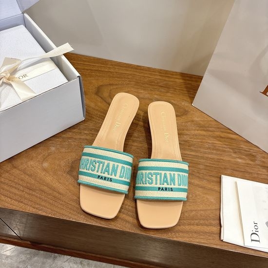 Christian Dior CD Custom Logo Embroidered Flat Slip-On Sandals