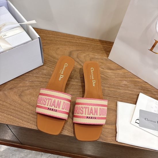 Christian Dior CD Custom Logo Embroidered Flat Slip-On Sandals
