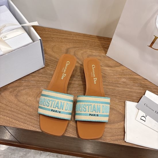 Christian Dior CD Custom Logo Embroidered Flat Slip-On Sandals