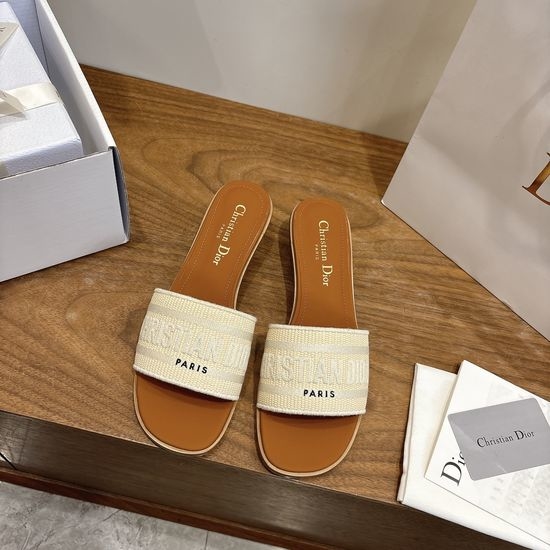 Christian Dior CD Embroidered Logo High-Heel Slip-On Toe Sandals